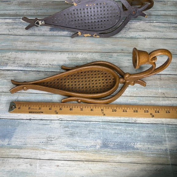 Homco Faux Rattan Wicker Teardrop Wall Sconce Candle Holders #4226 Boho Set - Picture 6 of 6